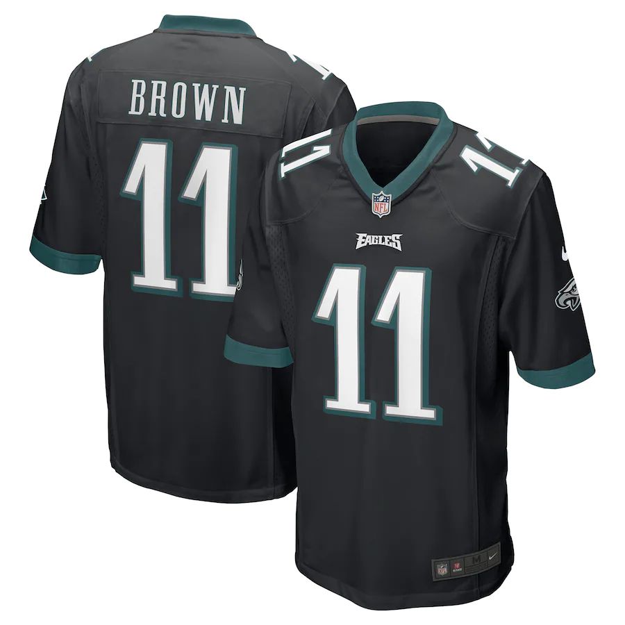 Men Philadelphia Eagles #11 A J  Brown Nike Black Game NFL Jersey